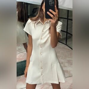 ZARA Elegant White Button-Down Dress